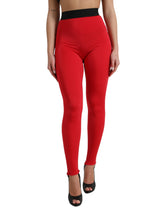 Dolce & Gabbana Red Nylon DG Logo Slim Leggings Pants -   -  Dolce & Gabbana.